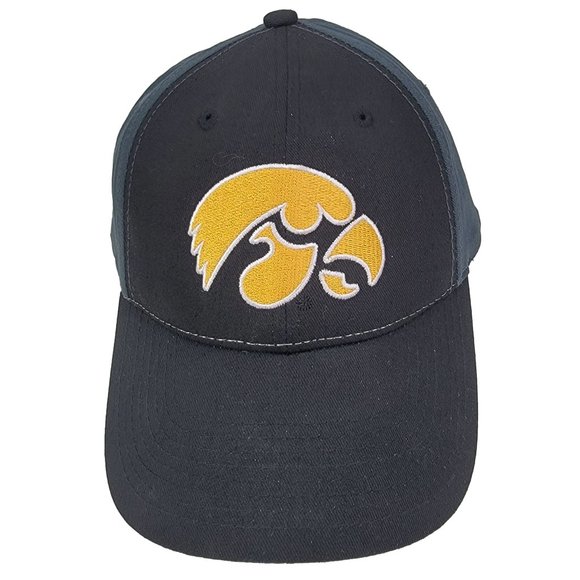 Iowa Hawkeyes Hat Slouch Baseball Cap Black Embroidered Logo Adjustable Strap - Picture 2 of 6